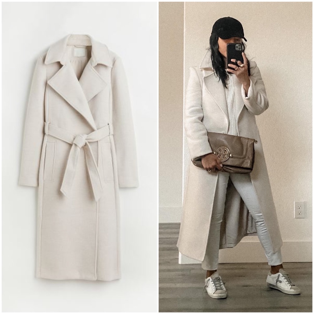 H&M Cream Belted Coat